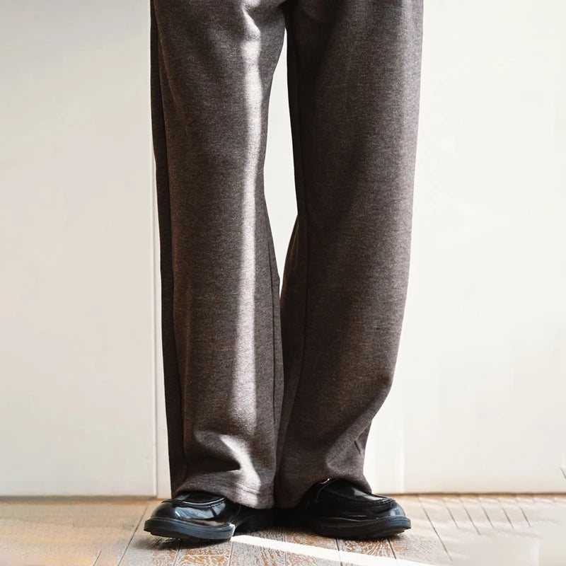 100% Merino Wool Men's Wide Leg Trousers Warm Soft Solid Color Auutumn Winter Casual Fashion Versatile Thickened Pant Men's Pant