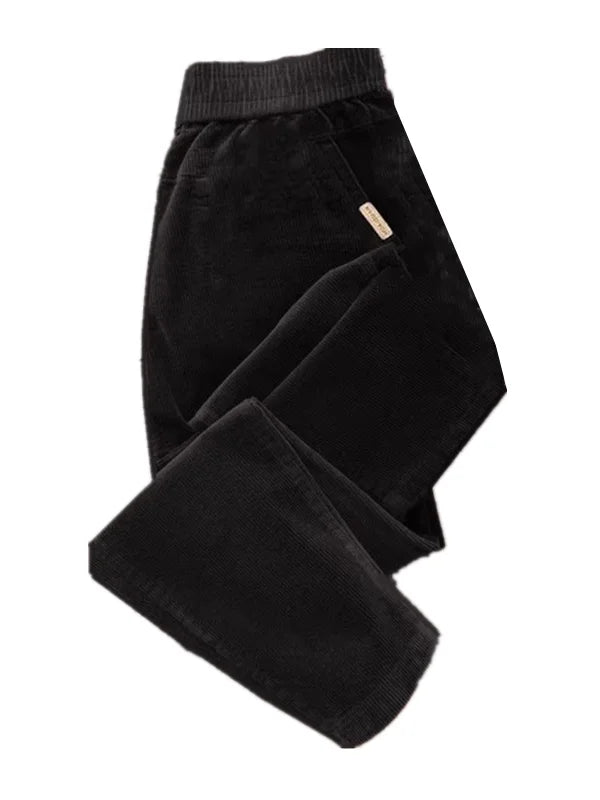 Autumn Winter Thickened Corduroy Casual Harlan Pants for Mom High Waist Loose Fit Straight Leg Casual Outerwear Polyester Fiber