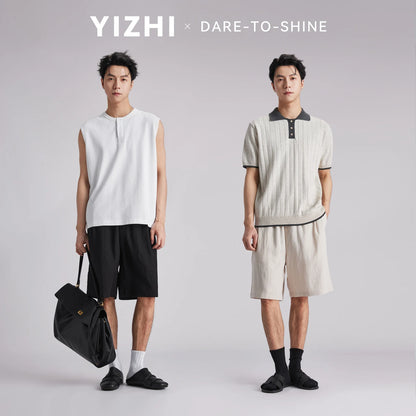 Men Lyocell Textured Japanese Style Casual Shorts 2026 Summer Loose Breathable Versatile Straight Leg 5 Inch Bermuda Pants