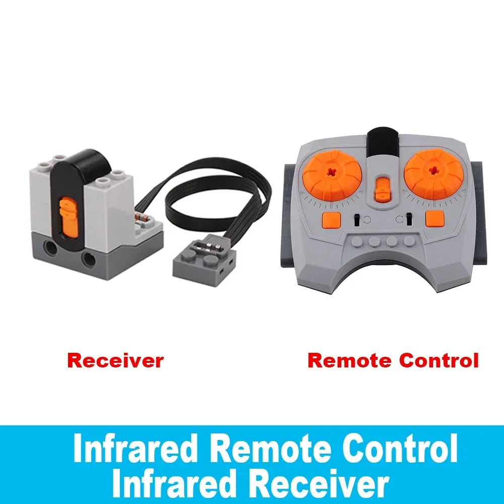 MOC Power Functions Set M Motor Battery Box IR Remote Receiver Technical Building Blocks Modified Parts For RC Car Robot Model