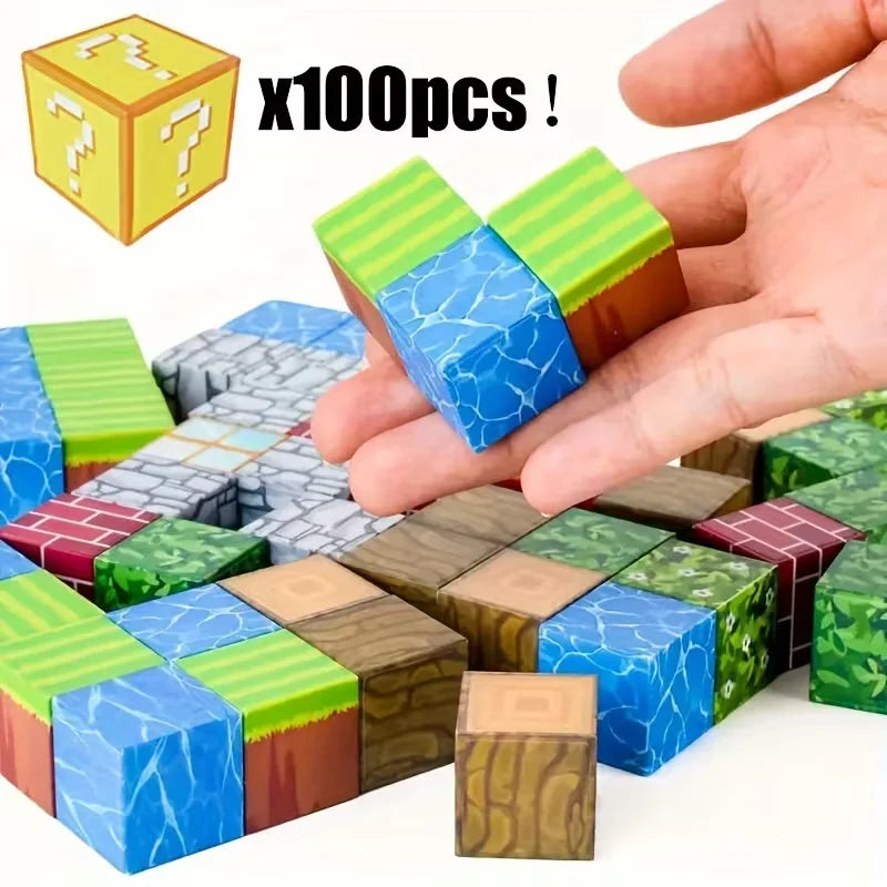 50/100/200Pcs Magnetic Building Blocks Set, Random Pixel-Style Magnetic Cubes, DIY Stacking Construction Toys for Kids
