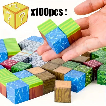 50/100/200Pcs Magnetic Building Blocks Set, Random Pixel-Style Magnetic Cubes, DIY Stacking Construction Toys for Kids