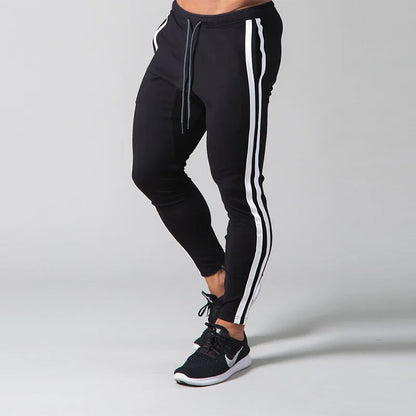 New Patchwork stripes Pants Men's Straight sports Clothing Solid color sweatpants Versatile Joggers Woven Casual Male Trousers