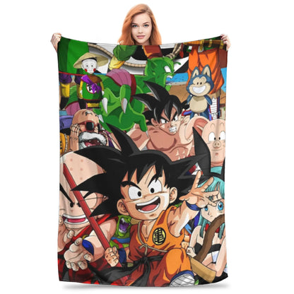 Dragon Ball Blanket Anime Goku Pattern Soft Throw Blankets for Bed Bedroom Quilt Air Conditioning Personalised Warm Bedspread