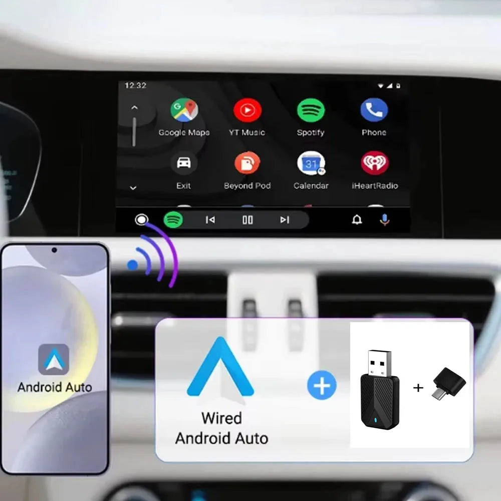 Skilldrive 2026 Mini 2 in 1 CarPlay Adapter Wireless Android Auto Adapter AI Smart Box Intelligent System for Wired CarPlay Car