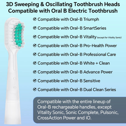 2/4/8/12 Compatible with Oral B Electric Toothbrush Oscillation & Vibration Replacement Brush Heads,Toothbrush Head for 1000 100