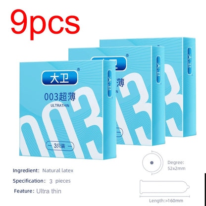 9PCS 0.01mm/0.03mm Condoms Ultra Thin Condoms Polyurethane Natural Rubber Penis Sleeve Safe Adults Sex Toys Men Contraception