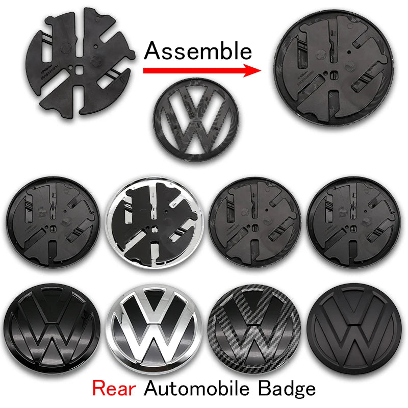 1Pc For Volkswagen Polo Car Emblem Logo With VW Polo 2014 2015 2016 2017 2018 Car Logo 122mm Front Bonnet Hood 110mm Rear Trunk