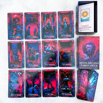 13x8cm  78 Pcs Neon Arcana Tarot Deck Visions from the Electric Unknown Paper Manual Card Games