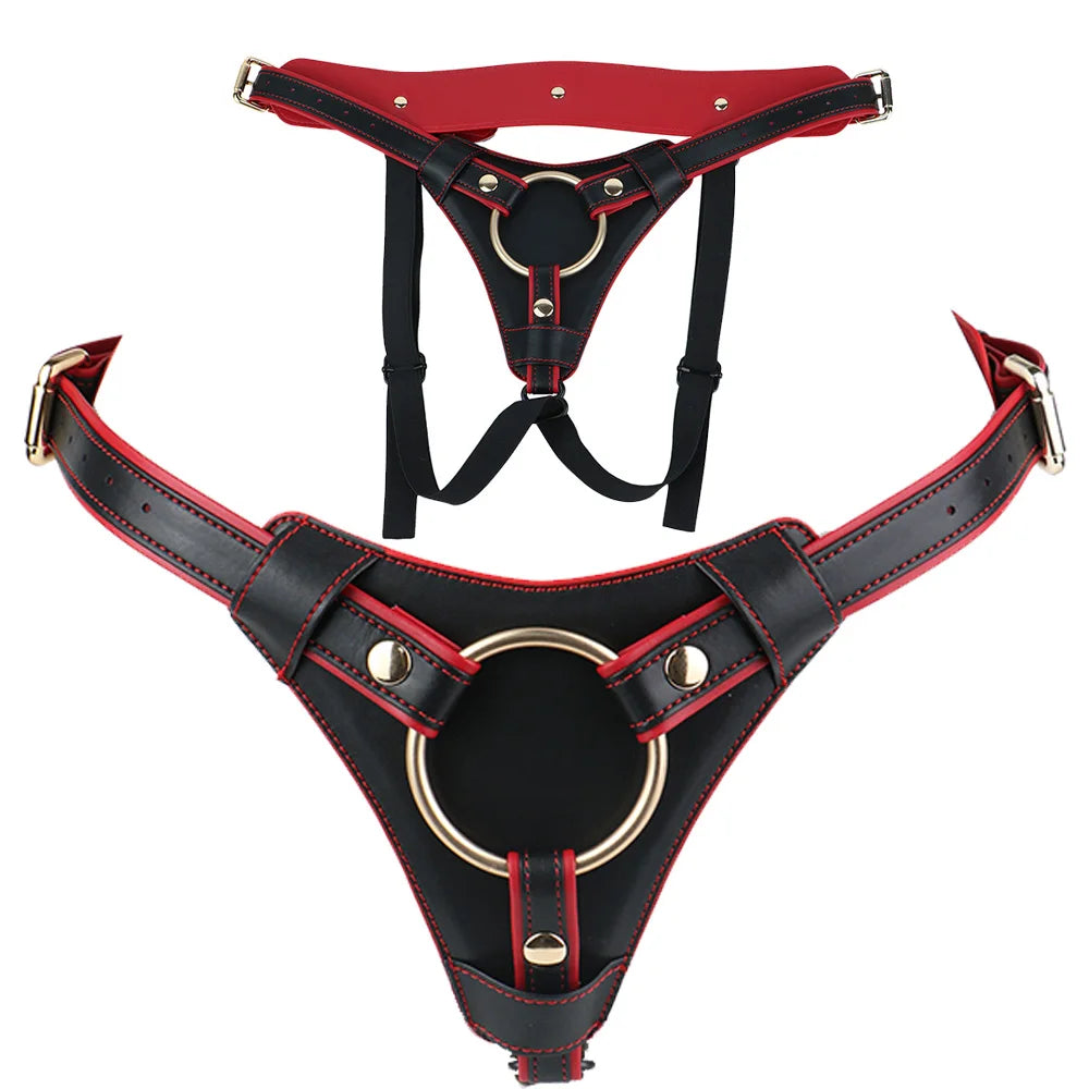 ANOSX Body Harness Belt For Strap On Dildo Restraint Gothic Clothing ﻿Leather Briefs Auxiliary Chastity Belt Sucking Penis Belt