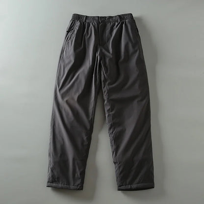 Thickened Graphene Fleece Cotton Straight Leg Casual Pants Men's Winter Warm Windproof Knee-Pad Padded Long Trousers