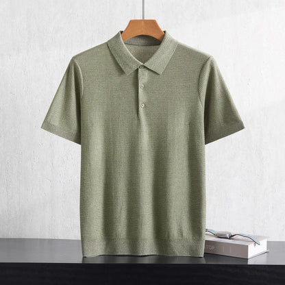 Summer new business casual short-sleeved men's POLO collar 100% Lyocell T-shirt knitted plus size youth sweater