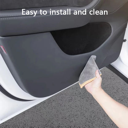 For Tesla Model YL 6-Seater Car Door Anti-Kick Pad Leather Sticker Trim Kit Side Door Protector Cover Car Interior Accessories