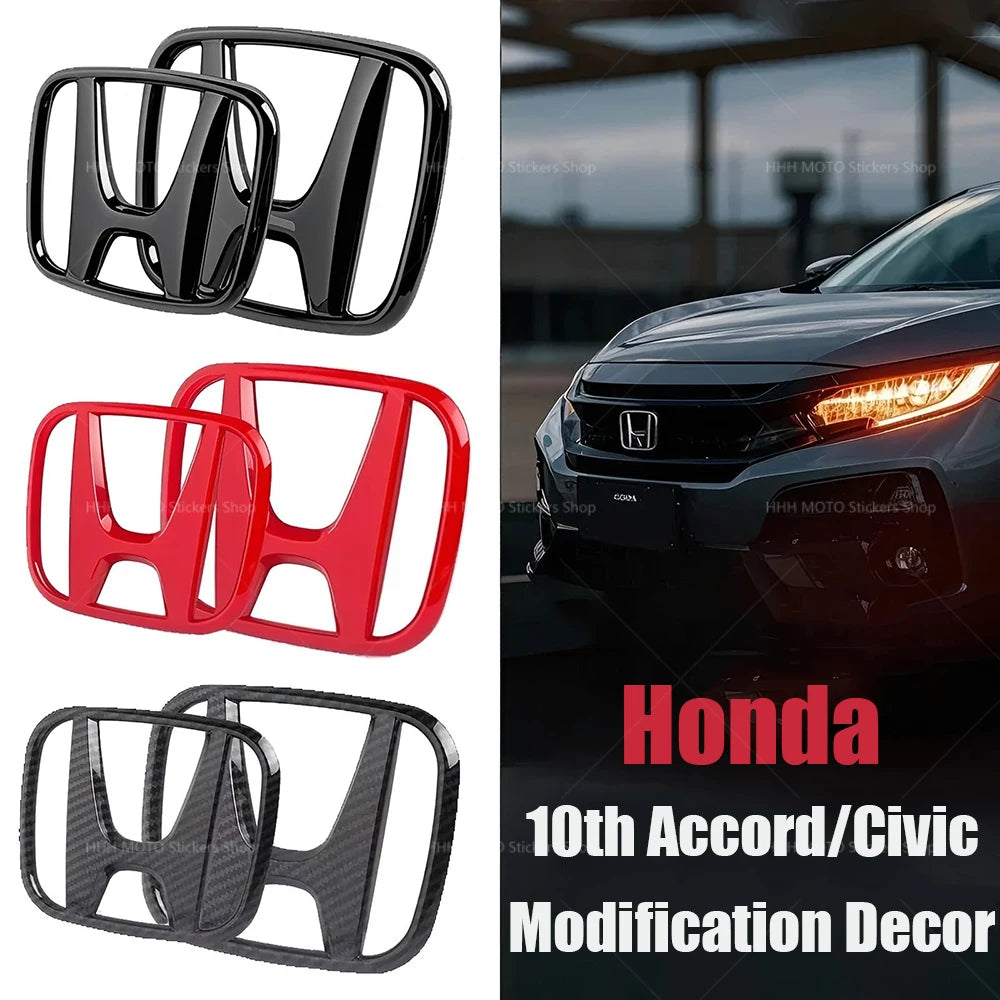 Black Red Front Rear Cover Steering Wheel Emblem Modification Sticker for Honda 10th Accord Civic Exterior Tuning Parts
