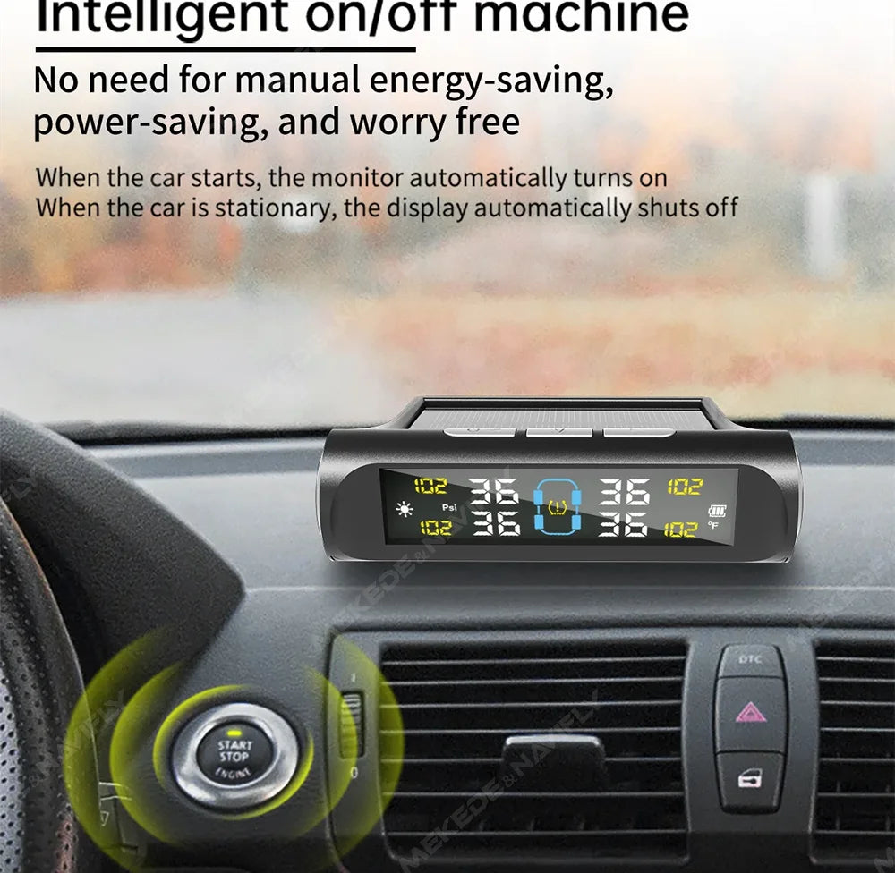MEKEDE TPMS Solar/USB Powered 4pcs Sensors Car Tire Pressure Monitoring System Car Tyre Pressure Monitor Tyre Pressure Alarm