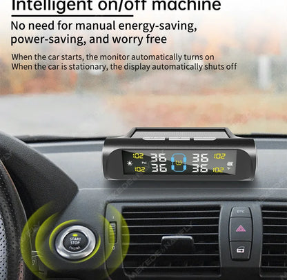 MEKEDE TPMS Solar/USB Powered 4pcs Sensors Car Tire Pressure Monitoring System Car Tyre Pressure Monitor Tyre Pressure Alarm