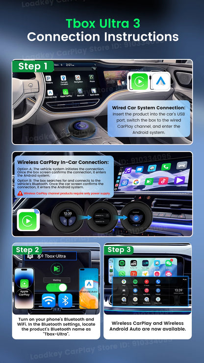 Carlinkit Ultra3 Android Tv Box Android 15 Wireless Carplay Adapter QCM6350 Smart Car Ai Box Carplay For Netflix Youtube 5G LTE