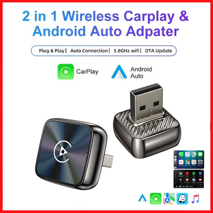 2026 Latest Wireless CarPlay Apapter USB CarPlay & Android Auto,Type-C Port,Converts Wired to Wireless,Plug & Play,Auto-USB