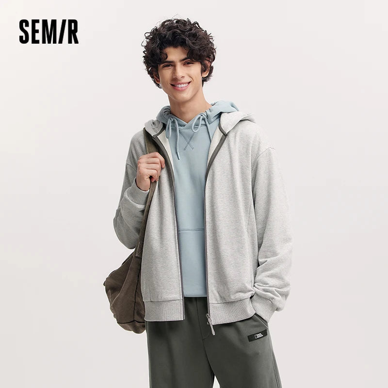 Semir Jacket Men Hooded Cardigan Coat Couple 2025 New Spring Casual Outfit Minimalist and Versatile for Daily Wear