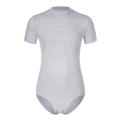 Men Casual Solid Color Skinny Romper Stretchy Undershirt Bodysuit Leotard for Shapewear Athletic Jumpsuit Swimwear Wetsuit