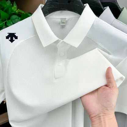 men's new summer brand short sleeves seamless polo shirt lapel printing high quality patchwork t-shirt leisure sports men's wear