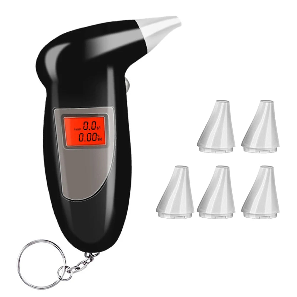 Digital Display Professional Breathalyzer Alcohol Tester with 8 Reusable Mouthpieces for Home Car Use Accurate Portable