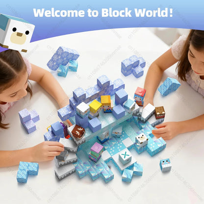Magnetic Building Blocks New Mine World Magnetic Snow Ice Castle Construction Brick Cube STEM Boy Girl Children Toy Set Gift
