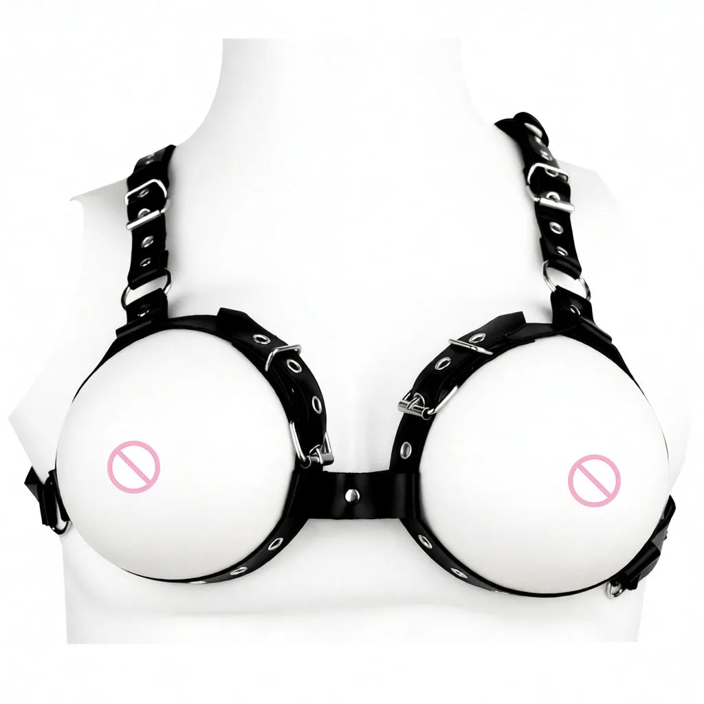 QKKQ Black PU Leather Strap On Belt Chest Bind For Women Pleasure Breast Bondage BDSM Adult Play Accessories Couple Flirting