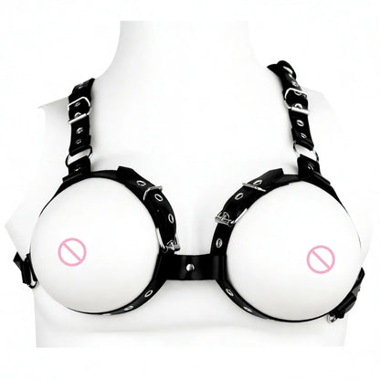 QKKQ Black PU Leather Strap On Belt Chest Bind For Women Pleasure Breast Bondage BDSM Adult Play Accessories Couple Flirting