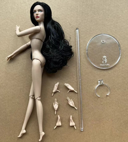 1/6 Female Super Model DC Doll Head Body Figure With Good Makeup Heads With 2 Pairs Hands 1 Feet and Clear Doll Stands