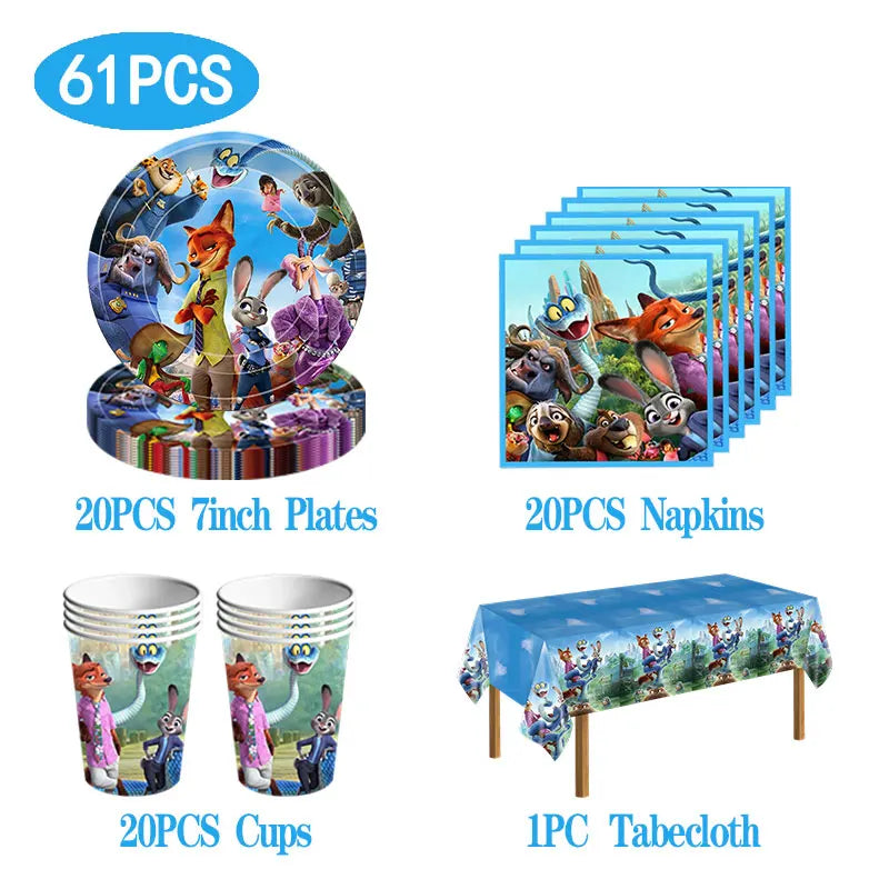NEW Zootopia Party Favor Zootopia 2 Birthday Decoration Judy Nick Gary Party Supplies Zootropolis Coil Notebook Box Bag Card Kid