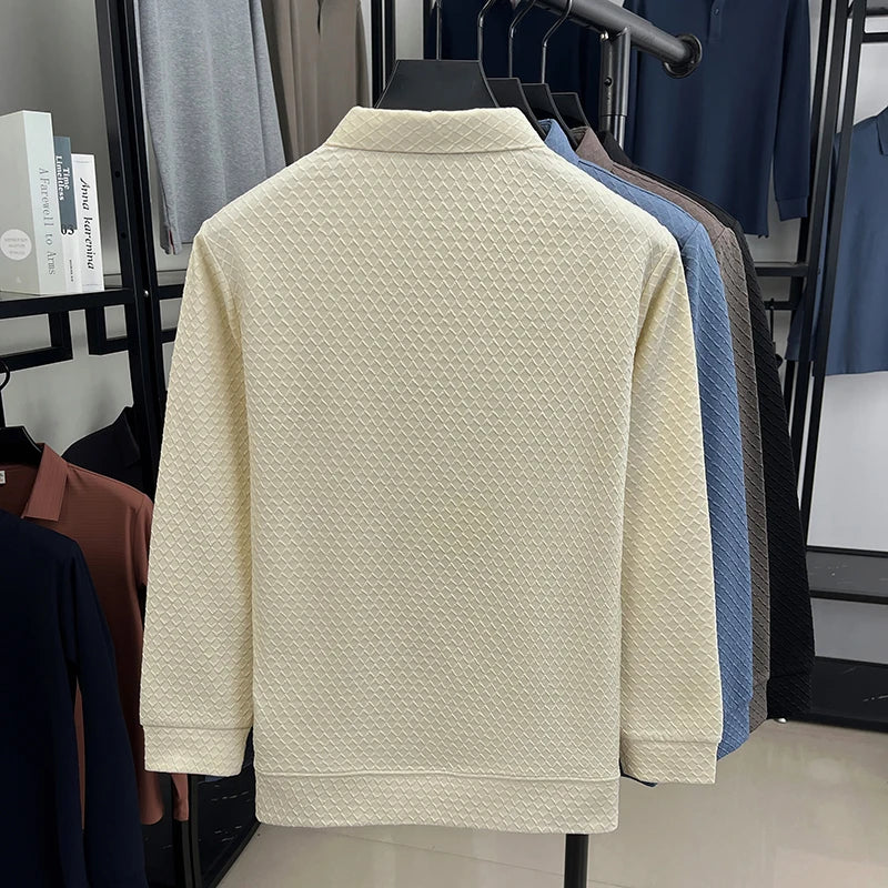 luxury brand men's new high quality long sleeves Polo shirt lapel embroidery jacquard T-shirt business fashion leisure Mens wear