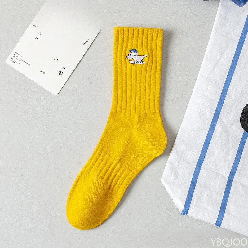 7 Pairs Spring and Autumn New Cotton Odor Proof Breathable Sweat Absorbing Mid Tube Men's Socks Trendy Personalized Men's Socks