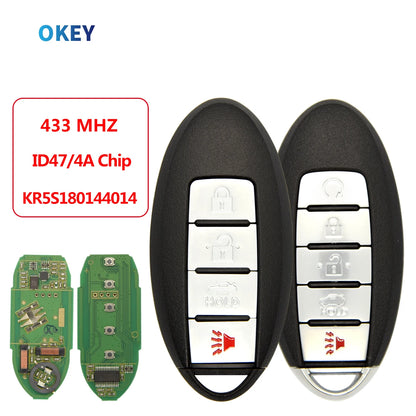 Okey Remote Control Car Key For Nissan Altima Maxima 2013 2014 2015 2016 FCCID:KR5S180144014 433Mhz 4A/ID47 Chip No Brand