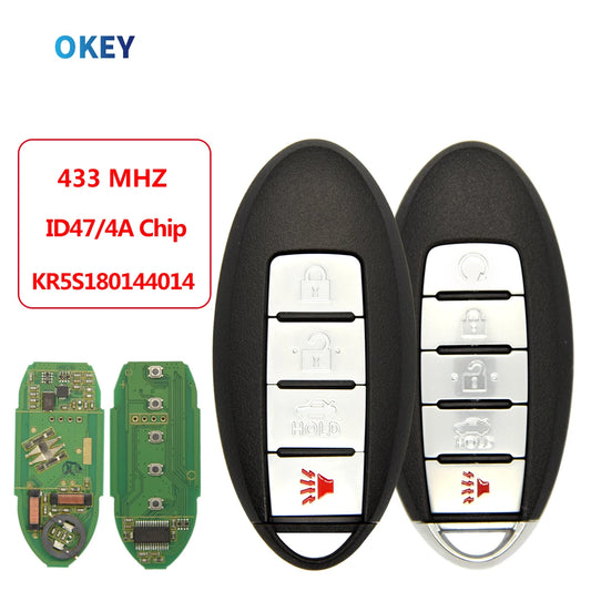 Okey Remote Control Car Key For Nissan Altima Maxima 2013 2014 2015 2016 FCCID:KR5S180144014 433Mhz 4A/ID47 Chip No Brand