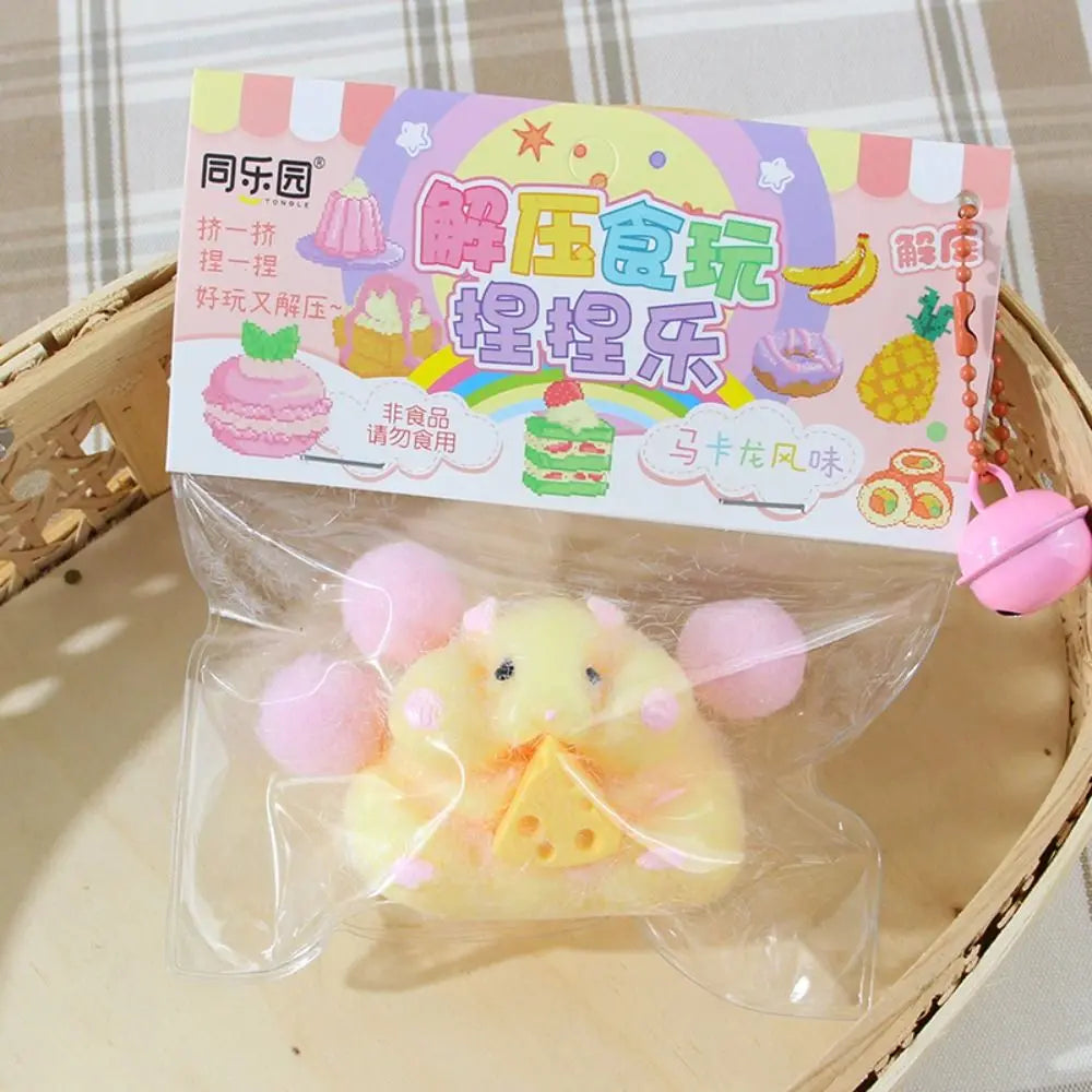 Lovely Hamster Squishy Toy Soft Mochi Squeeze Toy Fuzzy Cute Hamster Handmade Fidget Toy Stress Relief Toy Gift for Kids Adult