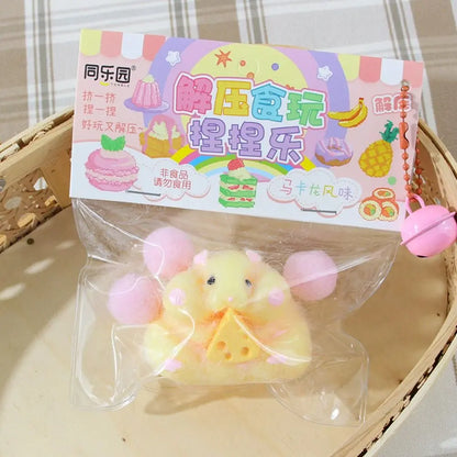 Lovely Hamster Squishy Toy Soft Mochi Squeeze Toy Fuzzy Cute Hamster Handmade Fidget Toy Stress Relief Toy Gift for Kids Adult