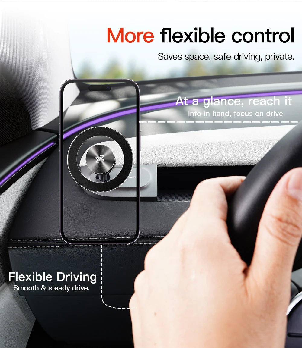 YZ For Tesla Model 3 Y YL Highland Juniper 360° Rotation Car Phone Holder ABS Strong Magnetic Mount Phone Stand 2026 Accessories