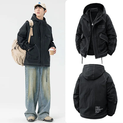 Spring Men's Jacket Outdoor Camping Trekking Jacket Fashion Loose Casual Jackets Autumn Hooded Coats Windproof Male Outerwear