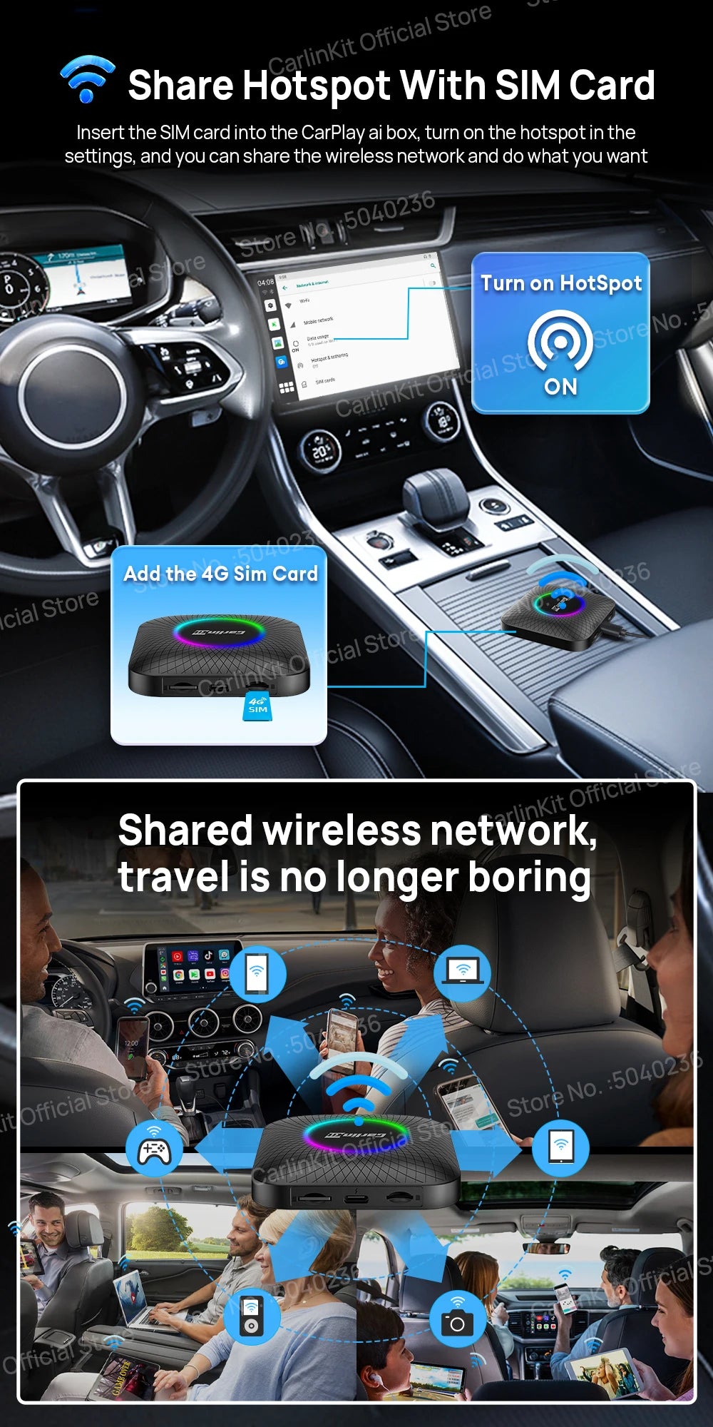 2026 CarlinKit CarPlay AI Box Android 13.0 QCM6225 8-Core Android Auto Wireless CarPlay Adapter 2.4+5GGPS 64G 128G FOTA Upgrade