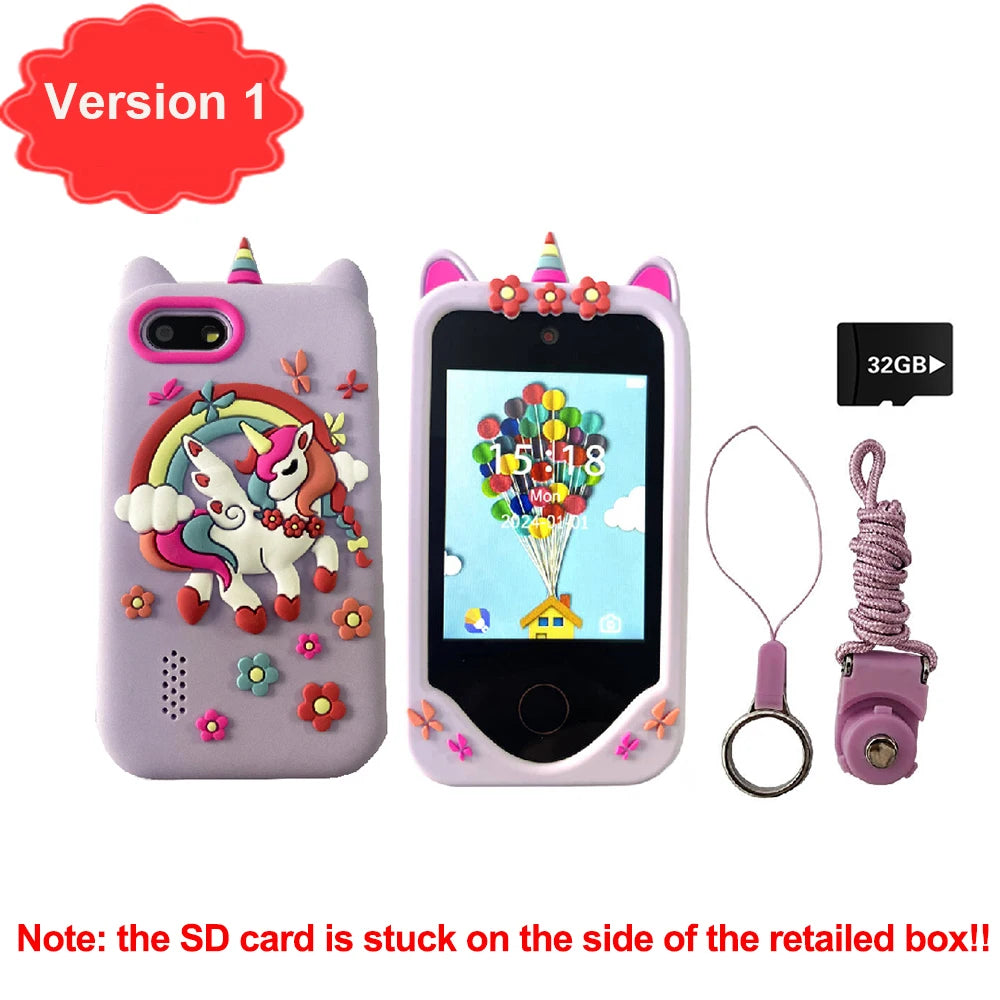Children Phone Educational Toys 18 Games Musical Toy Baby Mobile Selfie Camera With 32G TF Card Toys for Kids Birthday Gifts