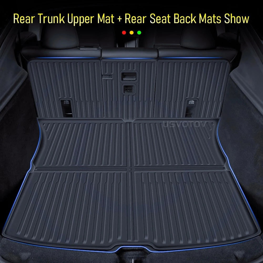 Car Floor Mats for Tesla Model Y Juniper 2025 2026 Front Rear Trunk Mat Non-Slip Cargo Liner Backrest Pads Left Right Hand Drive