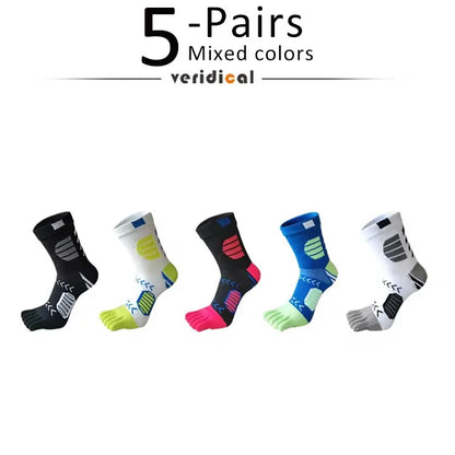 1/5 Pairs Sport Toe Socks Compression Cotton Sweat-Absorbing Deodorant Bike Marathon Fitness Outdoor Basketball 5 Finger Socks