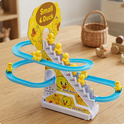 Electric Duck Climbing Stairs Toy Interactive Duck Climbing Stairs Toy Playset Flashing Funny for Toddlers, Playroom, Home