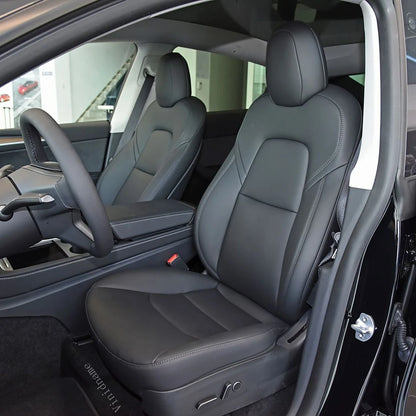 For Tesla Model Y 2020 2021 2022 2023 2024 2025 PU Leather Custom Car Seat Covers Full Set Interior Protector Accessories