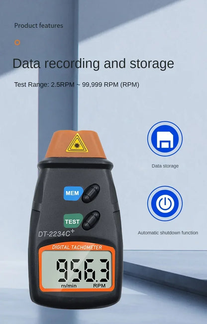 Dt2234C + Digital Laser Tachometer Rpm Meter Non-Contact 2.5RPM-99999RPM Lcd Display Speed Meter Dt2234C Tester Speed