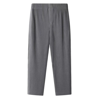 Miyake Pleated Pants Solid Tapered Pants Pencil Pants Four-season Casual Bottoms Japenese Streetwear Miyake Men