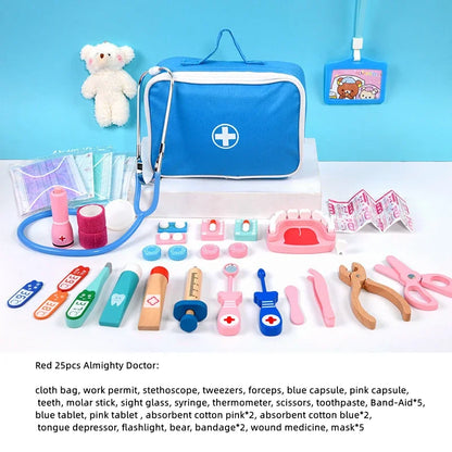 Educational Toys For Kids Toys Role Pretend Play Toy Wooden Pretend Play Doctor Children's Toy Girl Medical Simulation Toys Set