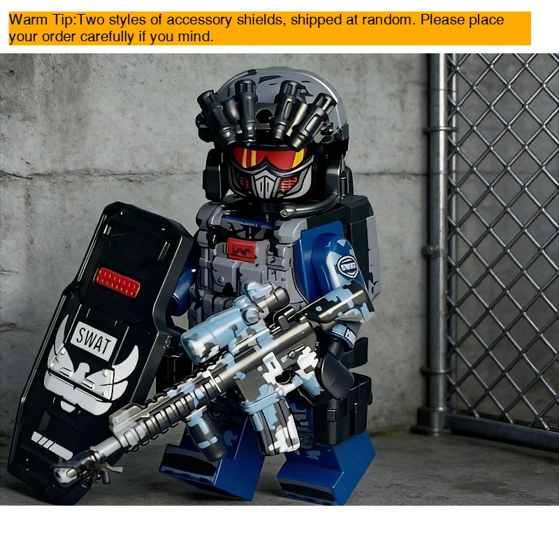 Military Building Block figures, Dragon Operation Red Wolf Special Agent Soldier Model, DIY Assembly Bricks Toy for Collection