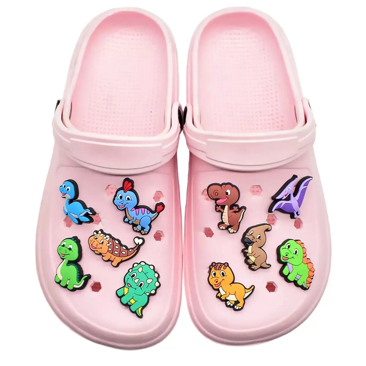 10Pcs Cartoon Dinosaur Triceratops Diplodocus ‌PVC Sandals Shoe Decorations Clog Buckle Charms Accessories Kids Birthday Present